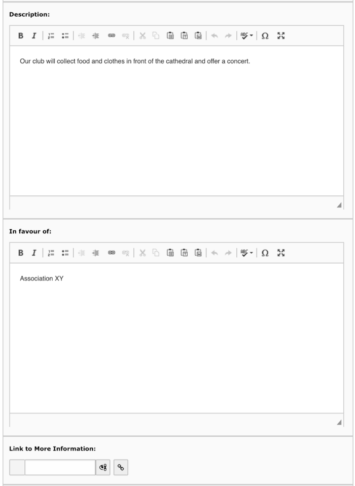 General information of the social activity (end)