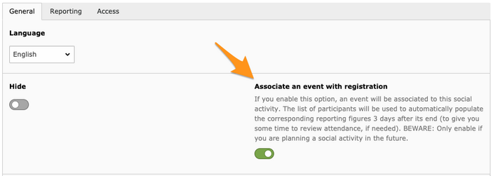 Associating an event to a social activity