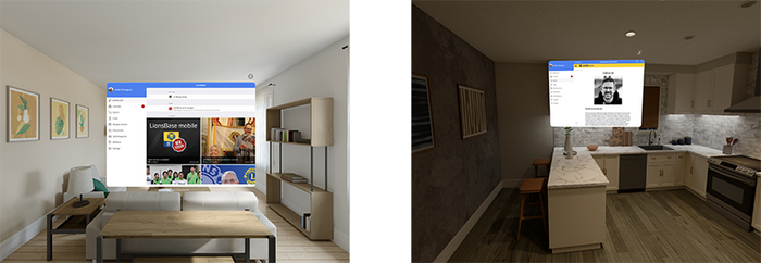 Simulator des Apple Vision Pro, auf dem die mobile LionsBase-Anwendung läuft