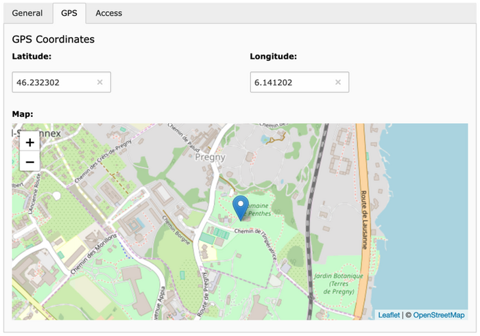 Precise geolocation of the event location with a Google-like map