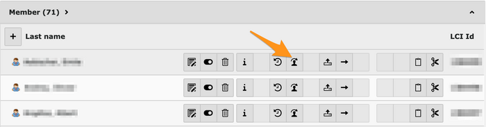 Button allowing CLBM to simulate a member in Frontend
