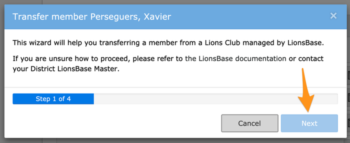 Wizard to transfer members within the multiple district