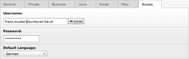 LionsBase credentials of a member