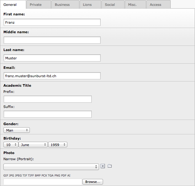 General information of the member