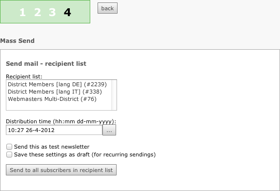 Sending a newsletter - Step four