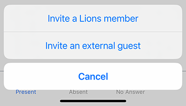 Popup menu to invite other persons