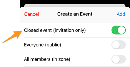 Special target audience for closed events