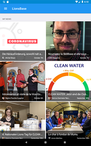 Two columns of news articles for users on a tablet