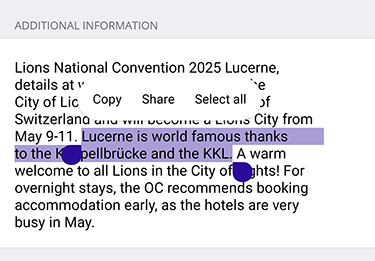 Selectable text in Android