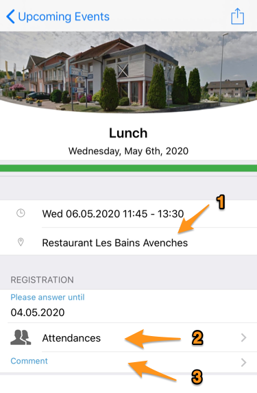 Details of an event