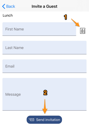 Form to invite an external guest