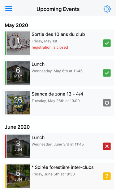 List of upcoming events