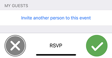 Two big buttons to answer to the event's invitation