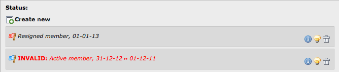 Invalid start and end dates for a status