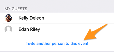 Link to invite another person to the event