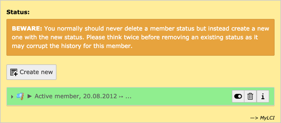Current status of the member