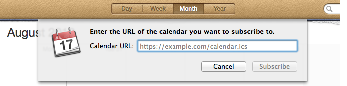 Public Calendar URL