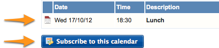 iCal icons and registration button in Frontend