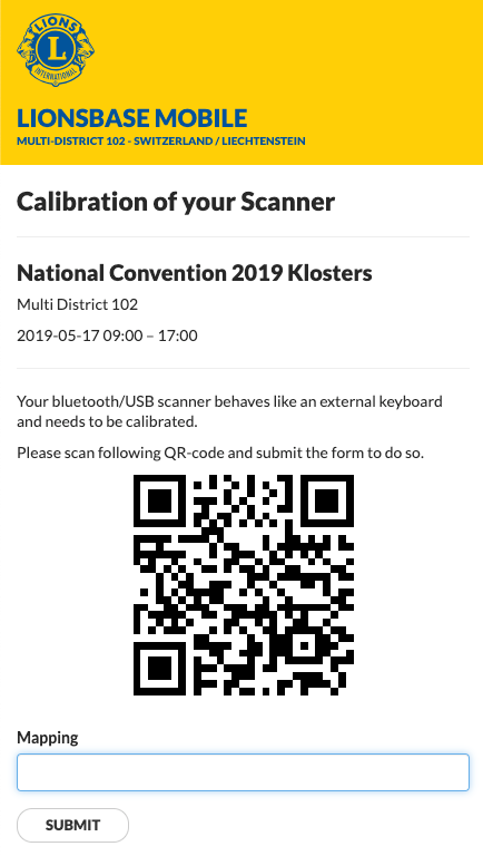 Calibrating the QR-code scanner