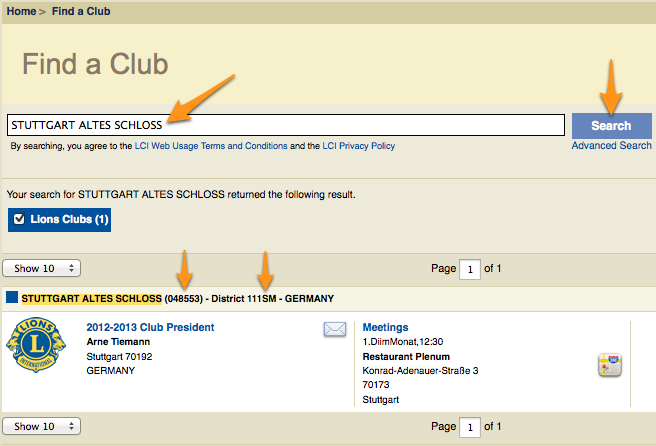 Finding a Lions or Leo Club on the Lions Clubs International website