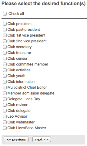 Selection of member functions to include
