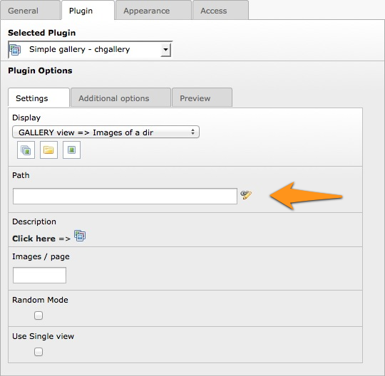 Configuring the simple gallery plugin