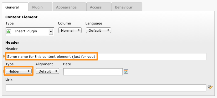 Adding a header to the content element