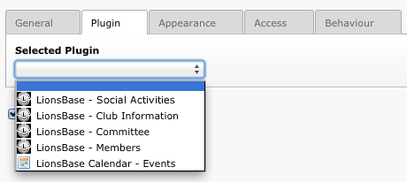 Selection of the plugin to use
