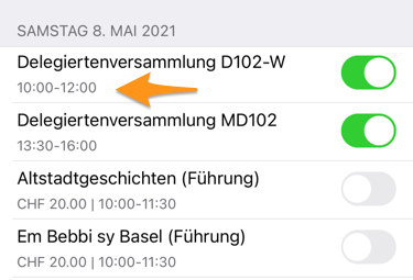 Start and end time of a meta-event