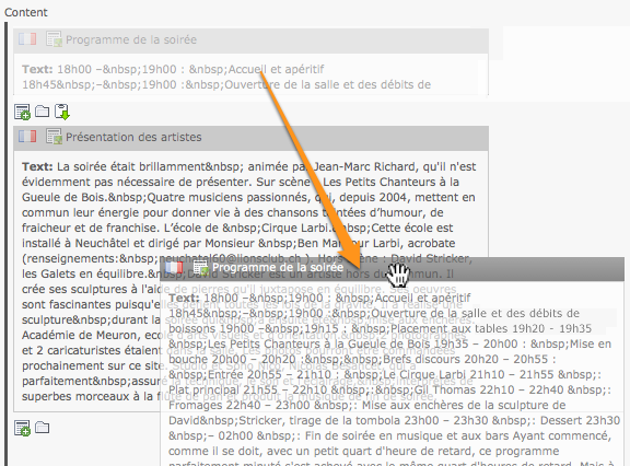 Drag-and-drop a Content Element