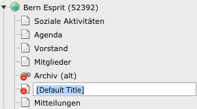 Editing the page title within the page tree