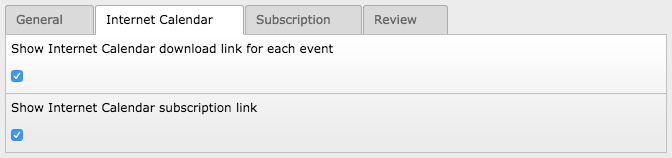 Configuration of the iCal links