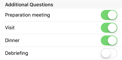 Additional questions as seen in the mobile application
