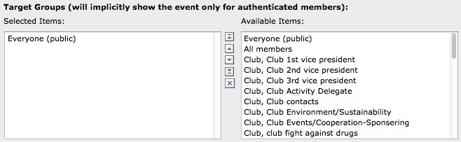 Target groups for an event