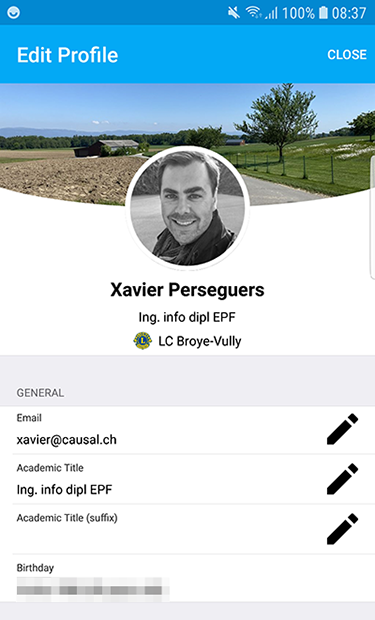 Page de profil modifiable