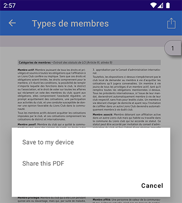 Salvare o condividere il PDF