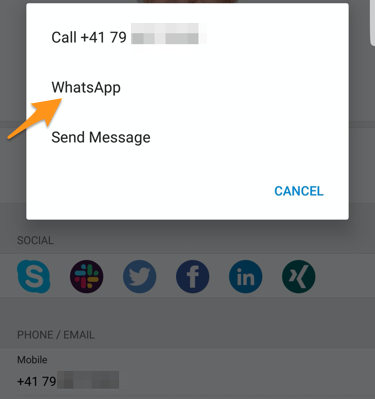 Iniziare una chat su WhatsApp