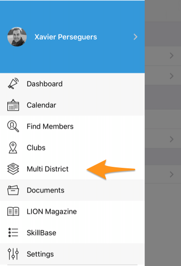 Accesso al multidistretto nel menu