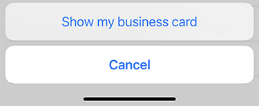 Menu om iemands business card te bekijken