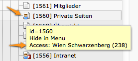 Detail of the access restriction of a given page